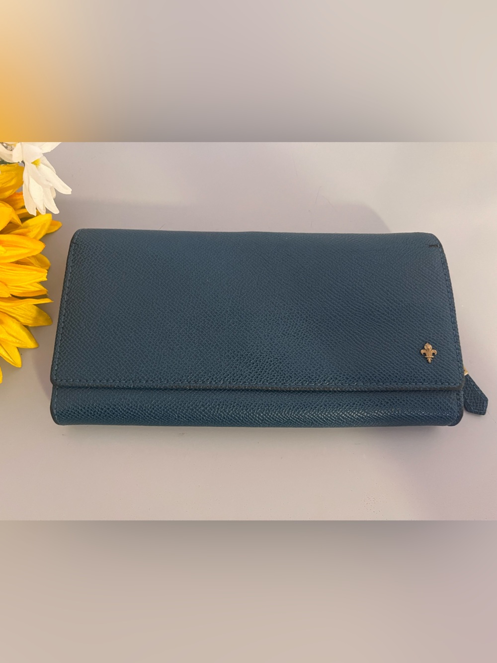 Patrick Cox Blue Pebbled Leather Continental Wallet Rehab Project AS IS